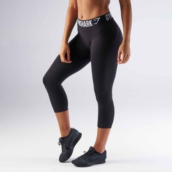 Gymshark Fit Seamless Black Cropped Leggings Women's Size Small - Picture 1 of 5